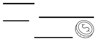 Üç yatay çizgi ve bir dolar para ile kontrol edin, finansal işlemleri sembolize ediyor. Banka, finans, ödemeler, muhasebe, bütçe, yatırımlar ve çekler için ideal. Satır metaforu