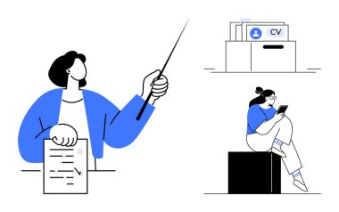 Belge sunan kişi, özgeçmişli belge dizini, akıllı telefondan bireysel okuma. İş arama, kariyer tavsiyesi, işe alım, İK planlaması, koçluk mülakatları eğitimi için ideal. Çizgi