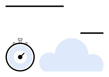 Kronometre bulutu ve minimalist çizgiler. Temalar için ideal zaman yönetimi, minimalizm, sükunet, üretkenlik, basitlik, modern tasarım, dijital kavramlar. Satır metaforu