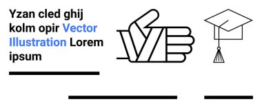 El hareketini ve mezuniyet şapkasını püsküllü ve çevresindeki metinlerle destekliyor. Eğitim, başarı, onay, öğrenme, öğretim, akademik başarı, dijital içerik için idealdir. İniş sayfası