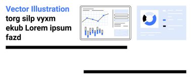 İki panelde iş analizi grafikleri ve pasta grafikleri var. İş analizi, veri görselleştirme, performans takibi, modern tasarım, bilgi grafikleri, veri odaklı kararlar için ideal