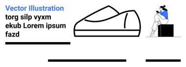 Spor ayakkabılar, telefon kullanan kişi, metin blokları, minimalist tarzda dikdörtgen şekiller. Moda pazarlaması, web tasarımı, teknoloji, reklamcılık, sosyal medya, modern markalaşma, e-ticaret için ideal. İniş