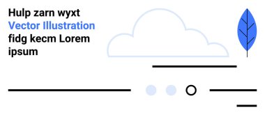 Metin blokları, mavi yaprak, bulut, yatay çizgiler, daireler ve minimalist tasarım temiz ve modern bir resimde birleştirildi. Web tasarımı için ideal, kullanıcı arayüzü, markalaşma, doğa temaları, basitlik