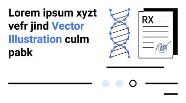 DNA sarmalı, imzalı reçeteli belge ve yer tutucu metin. Tıbbi araştırma, ilaç, sağlık, genetik, biyoteknoloji, bilimsel yayınlar ve eğitim için idealdir.