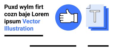 Mavi daire, metin blokları ve yer tutucu metin simgesini parmakla. Web tasarımı, mobil uygulamalar, sosyal medya, sunumlar, broşürler, posterler ve bilgi grafikleri için ideal. İniş sayfası