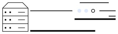 Simplified server stack with three tiers, three status dots, and horizontal lines indicating data flow. Ideal for tech, IT infrastructure, networking, cloud computing, cybersecurity, data management clipart