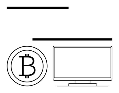 Bilgisayar ekranının yanındaki Bitcoin logosu dijital para birimini ve engelleme zincirini simgeliyor. Kripto para birimi, engelleme zinciri, finans teknolojisi, çevrimiçi ödemeler, teknoloji girişimleri, yatırım, dijital