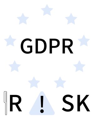Ünlem üçgenli GDPR metni ve AB 'yi temsil eden yıldızlar. Veri gizliliği, uyum, risk yönetimi, siber güvenlik, düzenleyici eğitim, kurumsal eğitim, dijital güvenlik için idealdir. Çizgi
