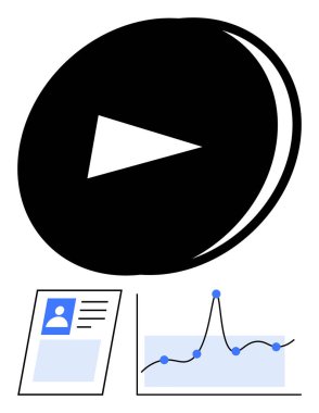 Siyah düğme profil kimlik kartı ve çizgi grafiği. Medya, analitik, hikaye anlatma, teknoloji, veri, iletişim, çevrimiçi hizmetler için idealdir. Satır metaforu