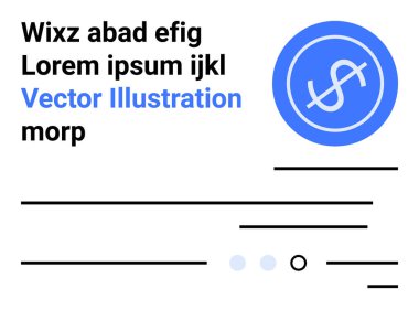 Mavi finansal ikonu, yer tutucu metni ve satırları olan soyut tasarım. Finans, iş, sunumlar, web tasarımı, pazarlama, markalaşma ve kullanıcı arayüzleri için ideal. İniş sayfası