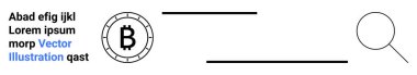 Bitcoin sembolü bozuk para, büyüteç, siyah ve mavi yatay çizgiler halinde yer tutucu metin. Kripto para birimi, engelleme zinciri, arama, analiz, dijital para birimi, finans, vektör tasarımı için ideal. İniş