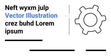 Dişli simgesi, metin, satır ve yer tutucular eşliğinde. Web geliştirme, iş sunumları, teknolojik arayüzler, yazılım belgeleri, eğitim materyalleri, markalaşma, dijital