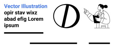 Doktor elinde bir pano, büyük bir ilaç sembolünü işaret ediyor. Metin yerleştirme için kelimeler ve satırlar. Sağlık hizmetleri, tıbbi web siteleri, eğitim içeriği, ilaç broşürleri için ideal