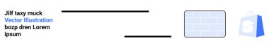 Bir alışveriş arabası ikonu eşliğinde metin ve kenar çubukları içeren bir düzen. E-ticaret, web tasarımı, çevrimiçi mağazalar, dijital pazarlama ve kullanıcı arayüzü tasarımı için ideal. İniş sayfası