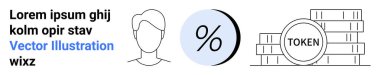 Kişinin profili, yüzde işareti, metin eşliğinde jetonlu desteler. Pazarlama, eğitim içeriği, bilgi grafikleri, web siteleri, sunumlar, finansal uygulamalar, dijital cüzdanlar için ideal. İniş sayfası