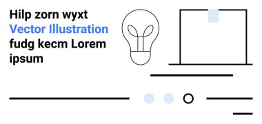 Ampul, metin blokları ve minimalist çizgiler. Teknoloji, yaratıcılık, yenilik, tasarım kavramları, kullanıcı arayüzleri, modern tasarımlar, sunumlar için ideal İniş sayfası