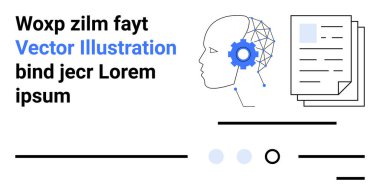 Teçhizatlı insan profili, bilişsel teknolojiyi temsil eden dijital bağlantılar, belgeler, minimal tasarım. Yapay zeka, teknoloji, yenilik, makine eğitimi, robot bilimi, veri analizi için ideal