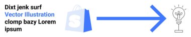 Yeniliği sembolize eden bir ampulü işaret eden oklu bir alışveriş çantası. Ecommerce, alışveriş, yenilik, iş büyümesi, ürün geliştirme için idealdir. İniş sayfası