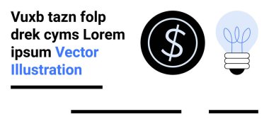Dolar parası ve ampul finans ve yeniliği simgeler. İş sunumları, mali raporlar, başlangıç sunumları, eğitim materyalleri, web tasarımı, uygulama arayüzleri, pazarlama için ideal
