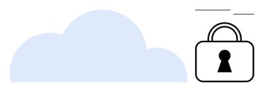 Siyah asma kilidin yanındaki büyük mavi bulut anahtar deliğiyle güvenli bulut deposunu temsil ediyor. Siber güvenlik, veri gizliliği, çevrimiçi güvenlik, güvenli depolama, bulut bilgisayarı, ağ koruması için ideal