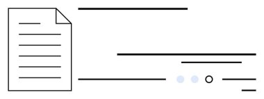 Çeşitli yatay çizgilerin, üç mavi noktanın ve bir dairenin yanında metin çizgileri olan kağıt bir belge. Belge işleme, iletişim akışı, ofis görevleri, dijital içerik, organizasyon için ideal