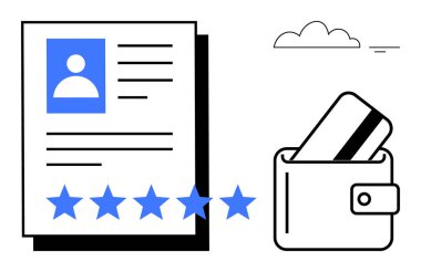 Profille devam et, beş mavi yıldız, ve kredi kartlı cüzdan. İş verilebilirlik, müşteri hizmetleri, askere alma, finans, online hizmetler pazarlama memnuniyeti değerlendirmesi için idealdir. Satır metaforu