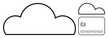 Bulut sembollü bir kredi kartının yanında bulut simgesi. Çevrimiçi bankacılık, dijital depolama, siber güvenlik, fintech, e-ticaret, uzaktan erişim, veri şifreleme için ideal. Satır metaforu