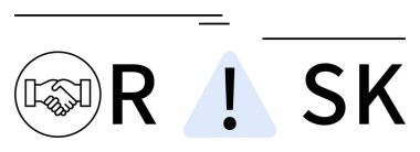 Çemberin içinde el sıkışma, üçgende ünlem işareti ve SK harfleri risk ve işbirliğini temsil ediyor. Ticari planlama, risk yönetimi, ortaklıklar, uyarılar, sözleşme müzakereleri için ideal