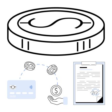 Para transferi, el yapımı para ve imzalı belge içeren dijital ödeme. Finans, bankacılık, e-ticaret, çevrimiçi işlemler, mobil ödemeler, mali anlaşmalar için ideal