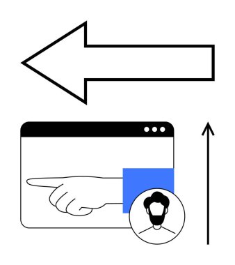 Ok ağı, v19. sayfanın pencere kenarı profil çemberi ve yukarı doğru ok. Navigasyon, yön, arayüz, kullanıcı deneyimi, rehberlik, etkileşim, çevrimiçi bağlantı için ideal. Satır metaforu