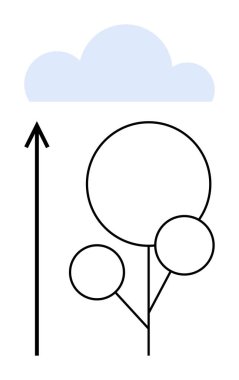 Ok bulutu çemberi ağaçları büyüme potansiyelini basitliği, yaratıcılığı, zarafeti ve berraklığı sembolize eder. İş, eğitim, motivasyon, sürdürülebilirlik, yenilik, doğa kavramları için ideal