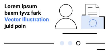 Profil simgesi, senkronize sembollü belge grafiği, arayüz ögeleri. Profil yönetimi, belge paylaşımı, çevrimiçi uygulamalar, kullanıcı paneli, dosya eşzamanlaması, web tasarımı, UXUI