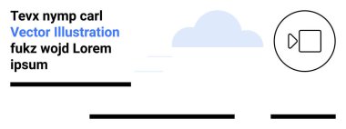 Bulut şekli, video oynatıcı ikonu, metin tutucular ve altçizgiler. Web tasarımı, uygulama arayüzü, çevrimiçi öğrenme, dijital medya, video dersleri, bulut hesaplama, sunumlar için ideal. İniş sayfası