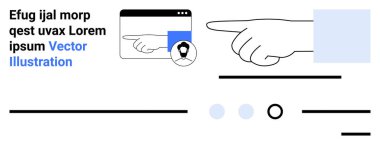 Sağ eli gösteren, profil resmi olan bilgisayar penceresi, çizgiler, daireler, metin blokları, mavi ve siyah renkler. Kullanıcı arayüzü, navigasyon, profil, sosyal medya, teknoloji rehberleri, modern tasarım için ideal