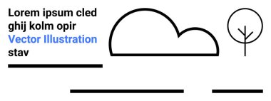 Siyah çizgili bulut, ağaç ve yatay çizgiler. Web sitesi afişleri, sosyal medya, eğitim materyalleri, bilgi grafikleri, sunumlar, davetiyeler, posterler için ideal. İniş sayfası