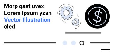Dişliler birbirine kenetlenmiş, dolar sembolü siyah daire, siyah çizgiler ve mavi noktalar. Ticari kavramlar, finansal planlama, başlangıç aşamaları, teknolojik gelişmeler, süreç optimizasyonu için ideal