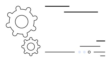Hareket ve ilerlemeyi gösteren doğrusal elementlerle birlikte iki farklı boyutta vites. İş stratejisi, süreç optimizasyonu, makine mühendisliği, iş akışı tasarımı, üretkenlik için ideal