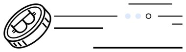 Hareket çizgileri olan bitcoin para ve hızlı hareket ve dijital işlemleri gösteren nesneler. Kripto para birimi, finansal teknoloji, hızlı ödemeler, engelleme zinciri, dijital para birimi için ideal
