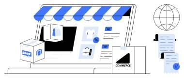 Çevrimiçi perakende satış, dijital ticaret, web sitesi tasarımı, internet şirketleri ve ürün pazarlama için idealdir.