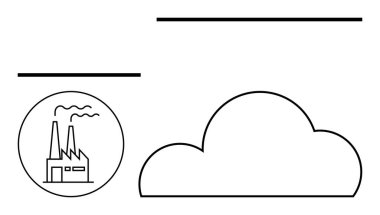 Yayımları yükselen fabrika, büyük bulut. Kirlilik farkındalığı, çevre sorunları, endüstriyel etki, iklim değişikliği, sürdürülebilirlik savunuculuğu, sanayileşme etkileri, hava kalitesi
