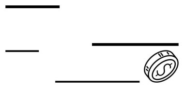 Çevresindeki hareket çizgileriyle dönen bir dolar hareketi işaret ediyor. İş, yatırım, para, finans, ekonomik büyüme, tasarruf ve bütçe temaları için ideal. Satır metaforu