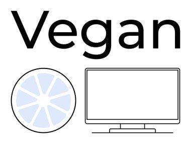 Turunçgil dilimli vejetaryen metin ve bilgisayar monitörü. Veganlık, sağlık yaşam tarzı, yemek blogları, teknik arayüzler, minimalist tasarım, markalaşma, dijital içerik için idealdir. Satır metaforu