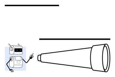 Robot teleskop, iki yatay siyah çizgi. Eğitim, teknoloji, bilim, yenilik, merak, gelecek araştırma hattı metaforu için ideal