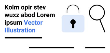 Kilit, büyüteç ve yer tutucu metni. Web güvenliği, araştırma, gizlilik, eğitim amaçlı, siber araştırmalar, içerik oluşturma ve teknoloji markalaşması için idealdir. İniş sayfası