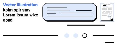 İş belgesi, metin kutusu, çizgiler ve minimalist vektör tasarımında geometrik şekiller. Sunumlar, raporlar, web siteleri, belgeler, kurumsal iletişim, eğitim içeriği için ideal