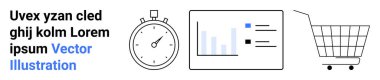 Kronometre, analitik grafik ve alışveriş arabası. Dijital pazarlama, e-ticaret, analitik, zaman yönetimi, performans takibi, perakende uygulamaları, üretkenlik araçları için ideal. İniş afişi