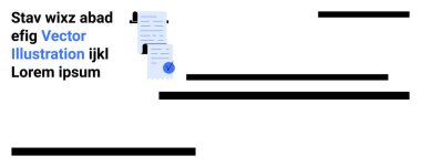 Metin satırları, insan simgeleri ve işaretlenmiş mavi bir bölüm olan iş belgesi. İş için ideal, sunumlar, kurumsal raporlar, belge paylaşımı, takım işbirliği, profesyonel