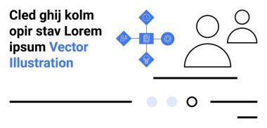 Çapraz formasyonda iki kullanıcı simgesi, yer tutucu metin ve fonksiyonel simge içeren biçimlendirilmiş kullanıcı arayüzü ögeleri. UIUX tasarımı, prototipleme, web geliştirme, bilgi mimarisi için ideal