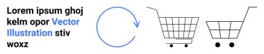 Yer tutucu metnin yanında iki basit alışveriş arabası ikonu ve dairesel ok. E-ticaret siteleri, çevrimiçi alışveriş, web sitesi afişleri, ürün katalogları, dijital pazarlama, satış promosyonları, kullanıcı