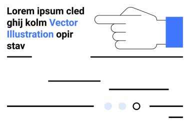 El hareketi, yer tutucu metin, altçizgiler, daireler ve minimalist tasarım. Kullanıcı arayüzü, iniş sayfası, ürün sunumu, modern tasarım, navigasyon rehberi, web düzeni için ideal